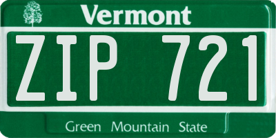 VT license plate ZIP721