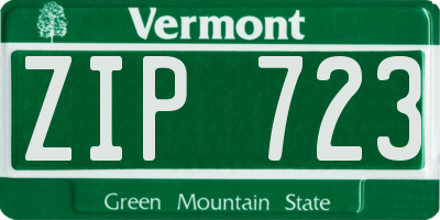 VT license plate ZIP723
