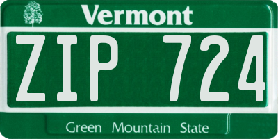 VT license plate ZIP724