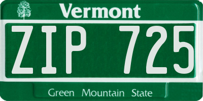 VT license plate ZIP725