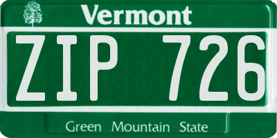 VT license plate ZIP726