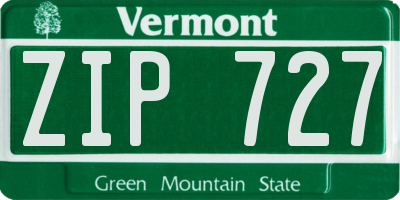 VT license plate ZIP727