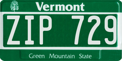 VT license plate ZIP729