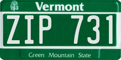 VT license plate ZIP731