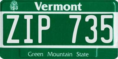 VT license plate ZIP735