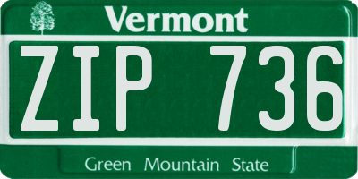 VT license plate ZIP736