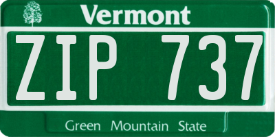 VT license plate ZIP737