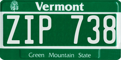VT license plate ZIP738