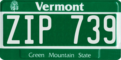 VT license plate ZIP739