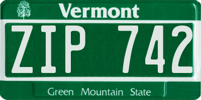 VT license plate ZIP742