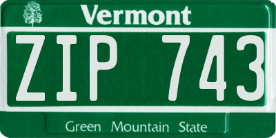 VT license plate ZIP743