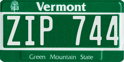 VT license plate ZIP744