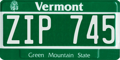 VT license plate ZIP745