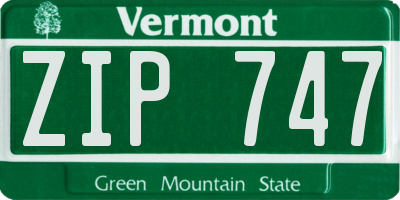 VT license plate ZIP747