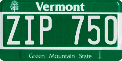 VT license plate ZIP750