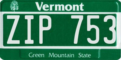 VT license plate ZIP753