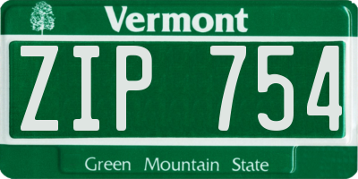 VT license plate ZIP754