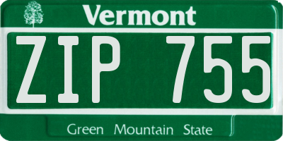 VT license plate ZIP755