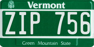 VT license plate ZIP756