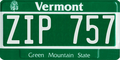 VT license plate ZIP757