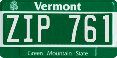 VT license plate ZIP761