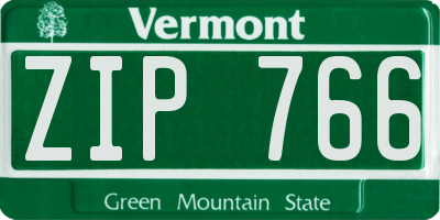VT license plate ZIP766