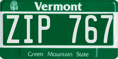 VT license plate ZIP767