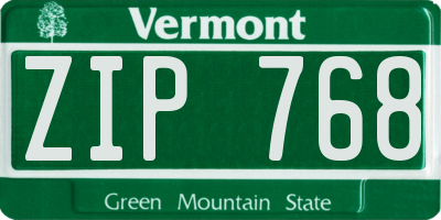 VT license plate ZIP768