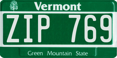 VT license plate ZIP769