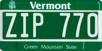 VT license plate ZIP770