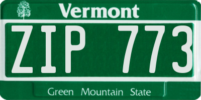 VT license plate ZIP773