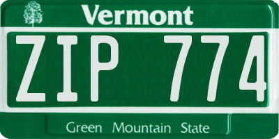 VT license plate ZIP774