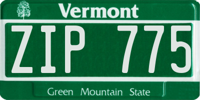 VT license plate ZIP775