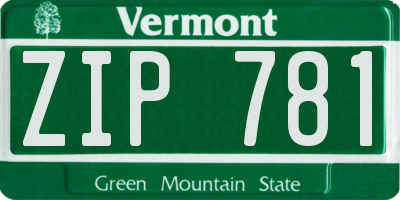 VT license plate ZIP781