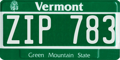 VT license plate ZIP783