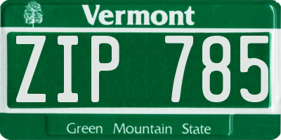 VT license plate ZIP785