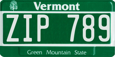 VT license plate ZIP789