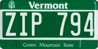 VT license plate ZIP794