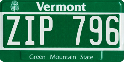 VT license plate ZIP796