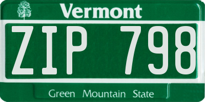 VT license plate ZIP798