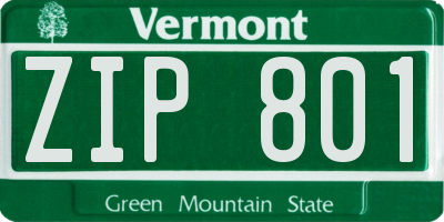 VT license plate ZIP801