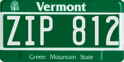 VT license plate ZIP812