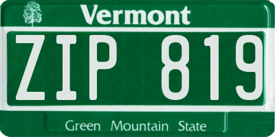 VT license plate ZIP819