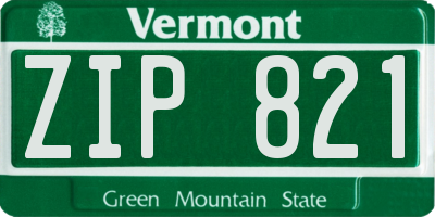 VT license plate ZIP821