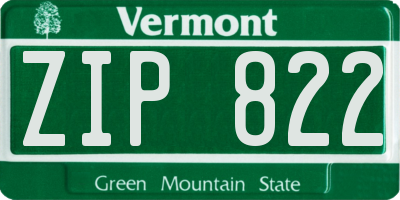 VT license plate ZIP822