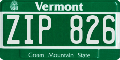 VT license plate ZIP826