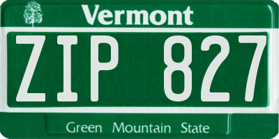 VT license plate ZIP827