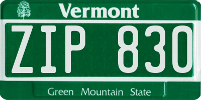 VT license plate ZIP830