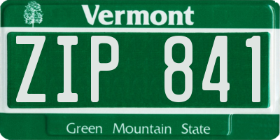 VT license plate ZIP841