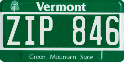 VT license plate ZIP846